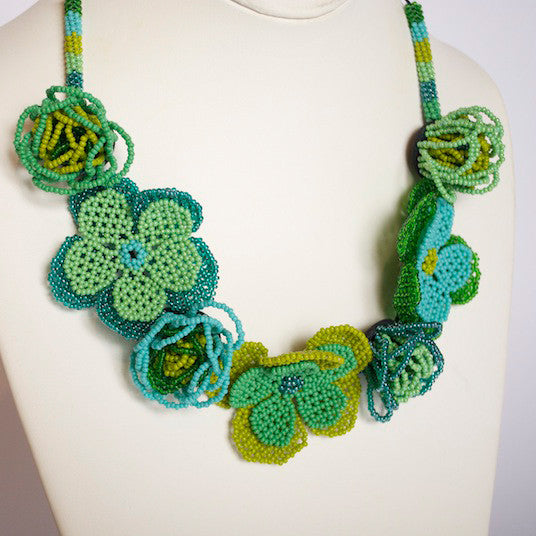 Mexican Beaded Flower Pendant Necklace— Orange and Blue – Colores  Mexicanos: Chicago's Mexican Gift Shop